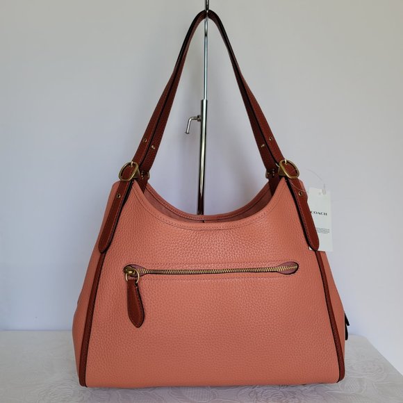 COACH Lori Soft Pebble Leather Colorblock Shoulder Bag- Light Coral Multi🎈⭐ - Picture 5 of 16